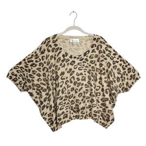 Sisters Leopard Print Batwing Poncho Sweater - OS